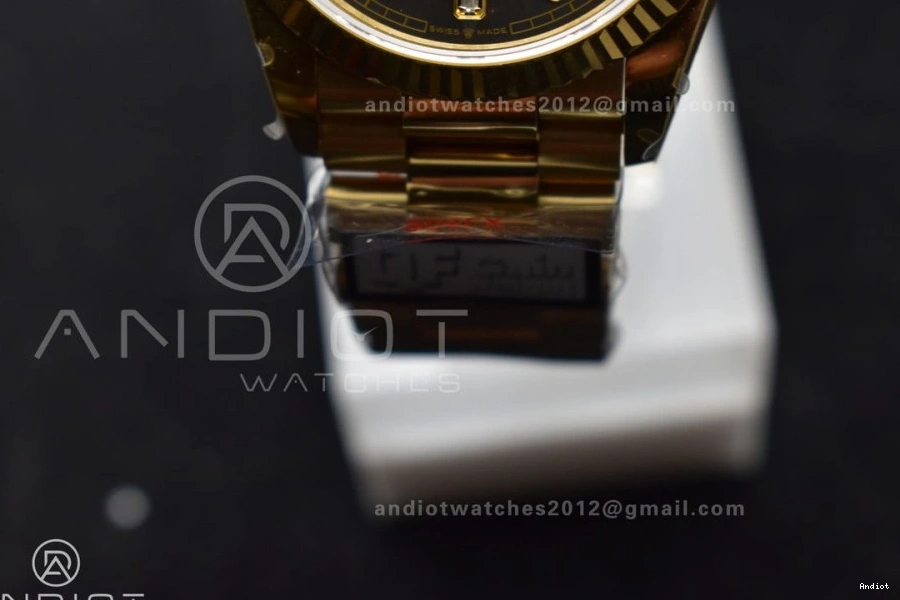 Square Dial 36 DayDate 904L vr3255 Steel V5 President Grey with QF Diamond Bracelet Best on Weight) Edition (Gain YG 0214